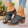 thumbnail image 4 of Wensltd Women's Flower Embroidered Slip On Shoes Mid Heel Trendy Spring Summer Style Stylish Comfort Shoes for Office Casual Daily, 4 of 9