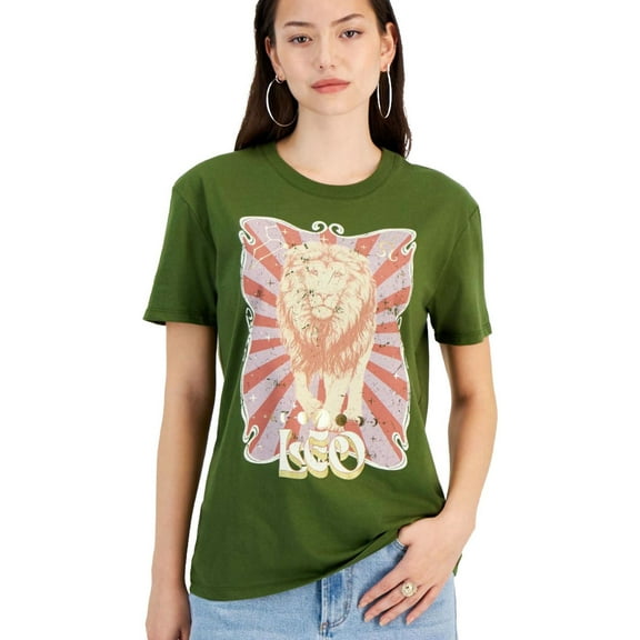 Self Esteem Womens Leo Graphic-Print Graphic T-Shirt, Green, Juniors, Large