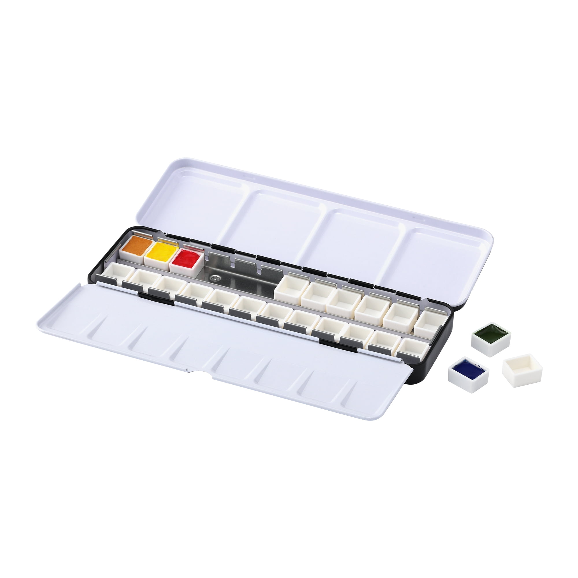 New York Central Watercolor Palettes - Empty Half Pan Boxes and Palette for Artists, Watercolor Painting, Students, Color Theory, & More! - 24 Half Pans