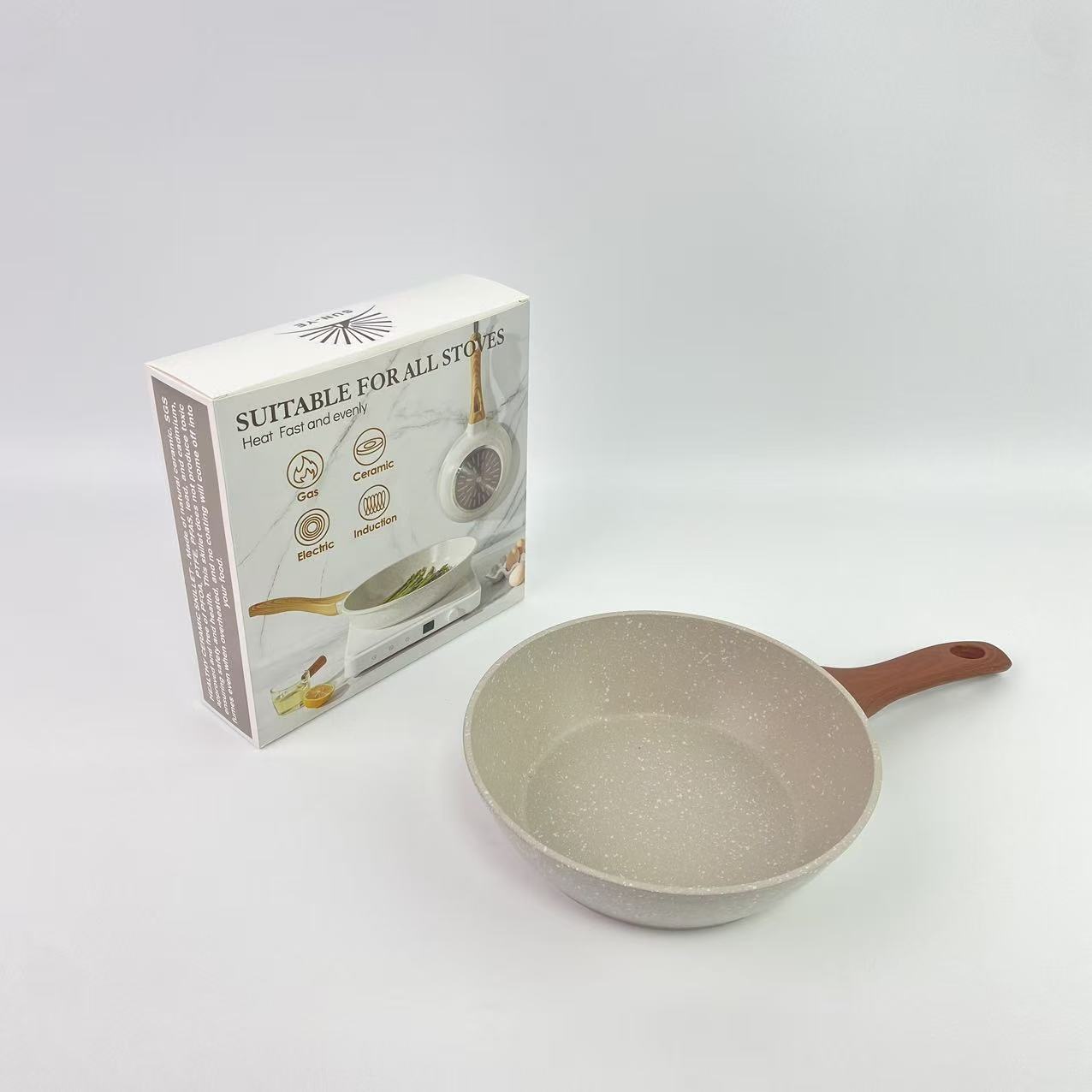 SUN-YE Skillets,Nonstick Ceramic Frying Pan Skillet, 8-Inch Omelet Pan, Healthy Non Toxic Chef Pan, Induction Compatible Egg Pan with Heat Resistant Handle, PFAS-Free, White