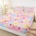 thumbnail image 3 of Feelyou Pink Cherry Blossoms Twin Sheet Sets, Cartoon Flower Bedding, 3pcs, 3 of 7