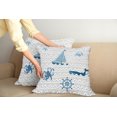 thumbnail image 2 of Ambesonne Cartoon Throw Pillow Cover 2 Pack, Ship Whale Waves, 16", Beige Blue White, 2 of 7