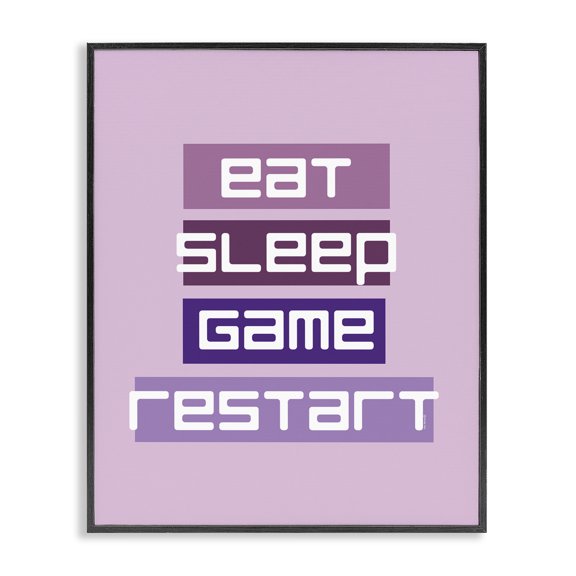 Stupell Industries Contemporary Eat Sleep Game Restart Black Framed Giclee Art, 11 x 14, by Yass Naffas Designs