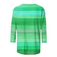 thumbnail image 4 of Aobny Striped Cute Tshirts Shirts for Women Plus Size Green T-Shirt 3/4 Sleeve Crew Neck Tees,M, 4 of 5