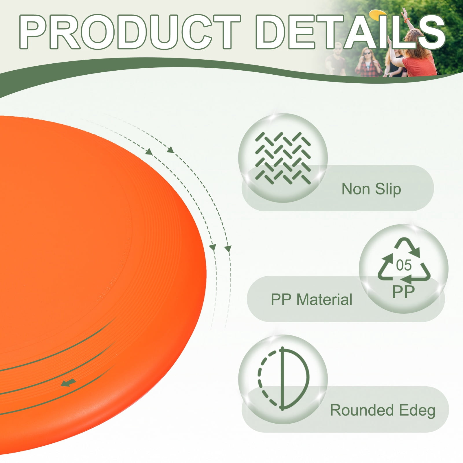 Flying Disc, Sports Flying Disc 10.7 inch & 175g & 5 Pack & Plastic & Orange with Carry Ring - Fitting for (Outdoor/Beach/Camping/Park/Pet/Pro/Beginners)