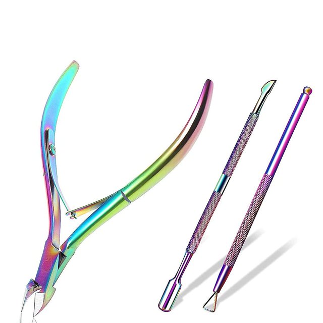 Empujador de cutículas, cortadora de cutículas, cortadora profesional de cutículas de acero inoxidable, cortadora de cutículas, herramientas duraderas de manicura, compatibles con F Afortunado Sencillez