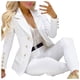 thumbnail image 4 of Conjunto clásico de traje de dos piezas liso para mujer, conjunto elegante de oficina de negocios de manga larga, cárdigan, blusa Formal, pantalones, conjuntos formales,blazer moda（Blanco， M), 4 of 5