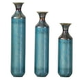 thumbnail image 3 of Hearthora 3-Piece Modern Droplet Floor Vase Set, Aqua Blue Ombre Metal Decorative Vases, 20.4", 24.4" & 28.3" Heights, 3 of 6