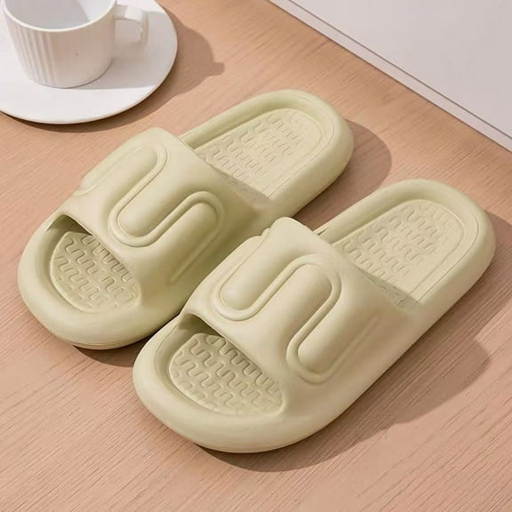 Nvzi-c Slippers for Women and Men Non Slip Quick Drying Shower Slides Bathroom Sandals ，Ultra Cushion ，Thick Sole（Size：40-41，Green）