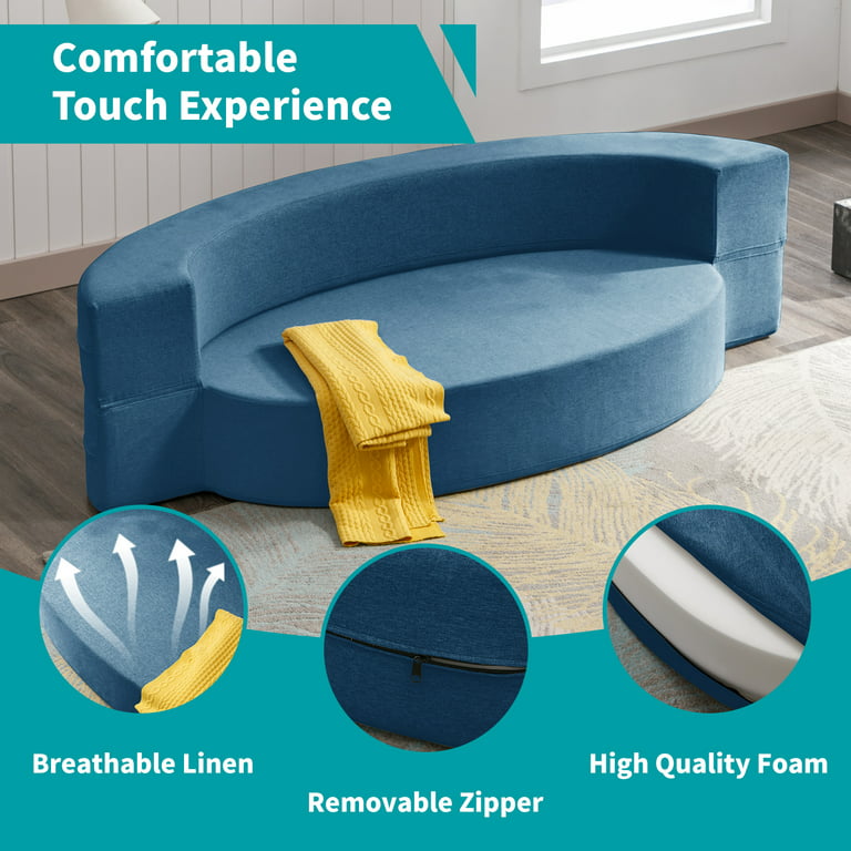 BALUS Folding Sofa Bed, Memory Foam Floor Couch Futon Sofa, Sleeper Sofa  Chair Bed Couch Bed, Modern Linen Fabric Removable Cover, for Living