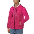 thumbnail image 3 of Vsdgher Rose Red Glitter Mens Hoodies Zip Hoodie, Hoodies for Men, Zip-up Hooded Sweatshirt-Large, 3 of 5