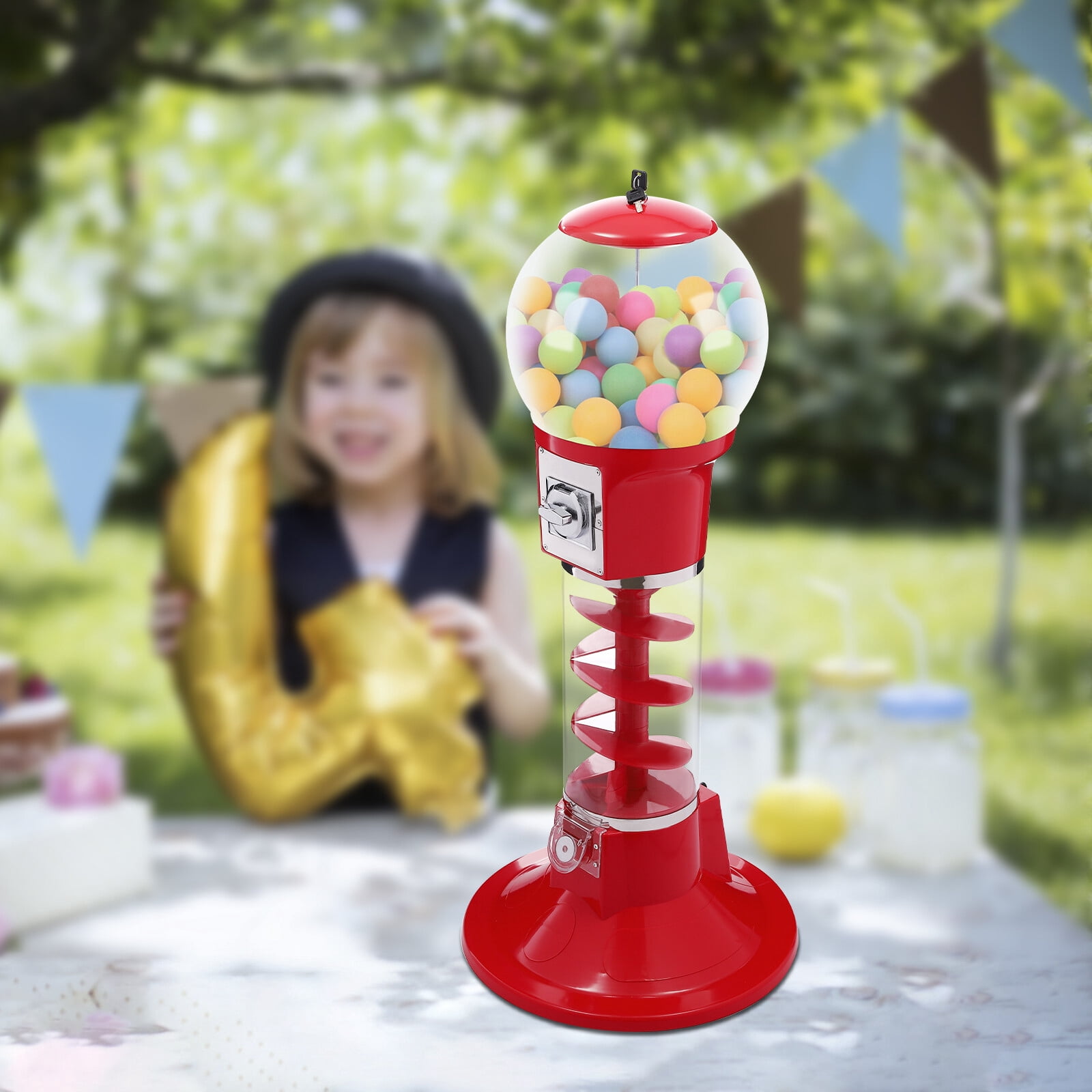 Kids Twirling Candy Machine Dispenser Vending Machine Gumball Gum Ball Snacks With Stand