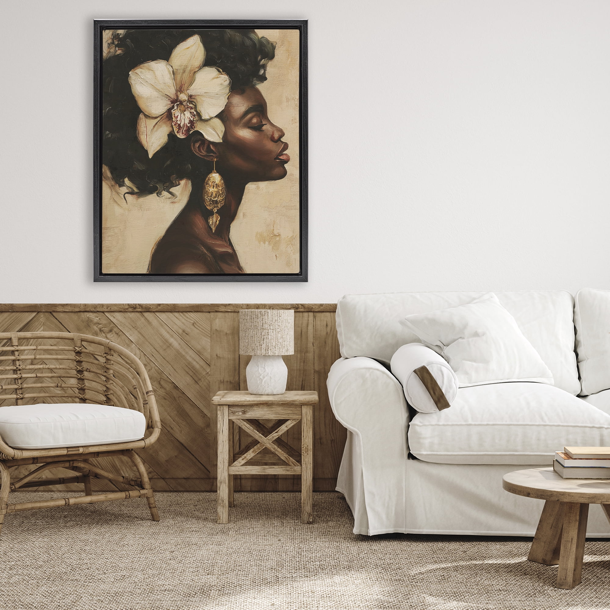 Stupell Industries Orchid Majesty Portrait Black Framed Floater Canvas Wall Art, design by Svetlana Aleynikova
