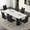Black Base Table and C-shape Silver Leg Black Chairs, variant on Sumdeal Luxurious Modern Dining Table,Black