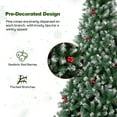 thumbnail image 5 of 7FT Artificial Christmas Tree w/ 1100 PVC Branch Tips, Red Berries for Home Office Party Decor, Snow Flocked Xmas Tree with Foldable Metal Stand, Indoor Holiday Festival Decoration, 5 of 8