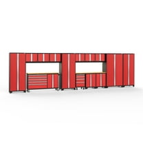 NewAge Products Bold Series Red 15 Piece Cabinet Set, Heavy Duty 24-Gauge Steel Garage Storage System, LED Lights Included