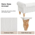 thumbnail image 5 of 55''W Storage Bench for Queen Bed End of Bed, Mid-Century Corduroy Upholstered Bench with Rolled Armed, White, 5 of 10
