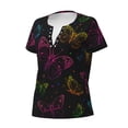 thumbnail image 2 of Naloa Butterfly Print T-Shirts Short Sleeve V Neck Tees for Women Fashion Tops Trendy Lightweight Soft Casual Summer Outfits Clothes, 2 of 5