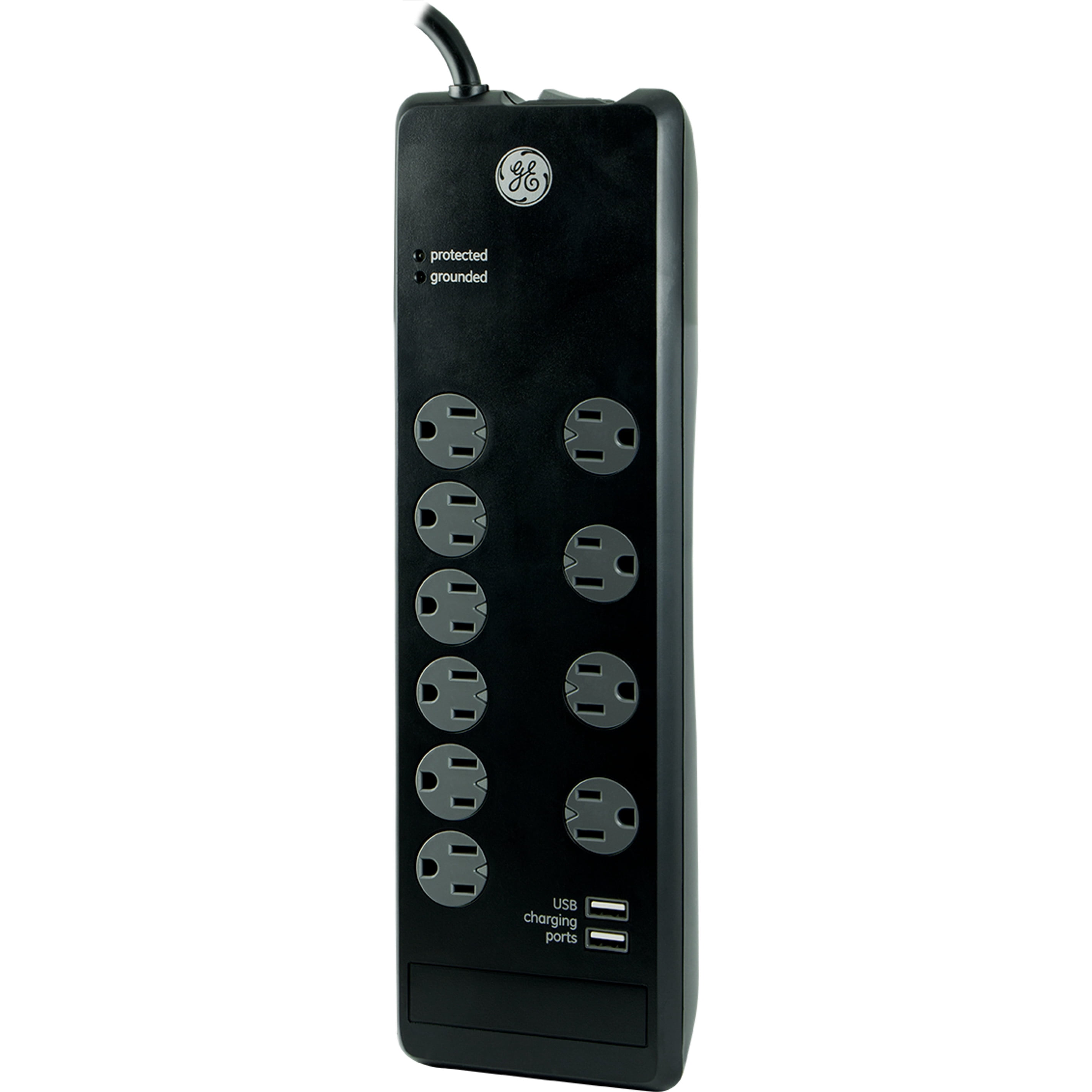 GE 10-Grounded Outlet, 2 USB Premium Surge Protector, 6 ft Cord