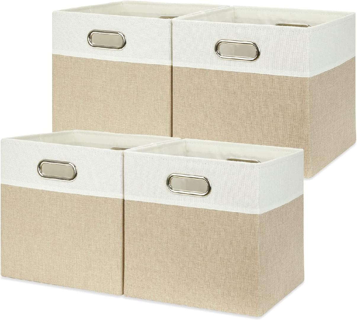 11 Inch Cube Storage Bins 4 Pack Fabric Storage Cubes Decorative