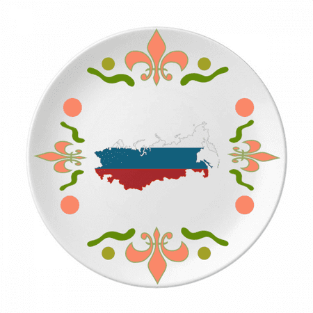 

Russia Map National Falg Illustration Flower Ceramics Plate Tableware Dinner Dish