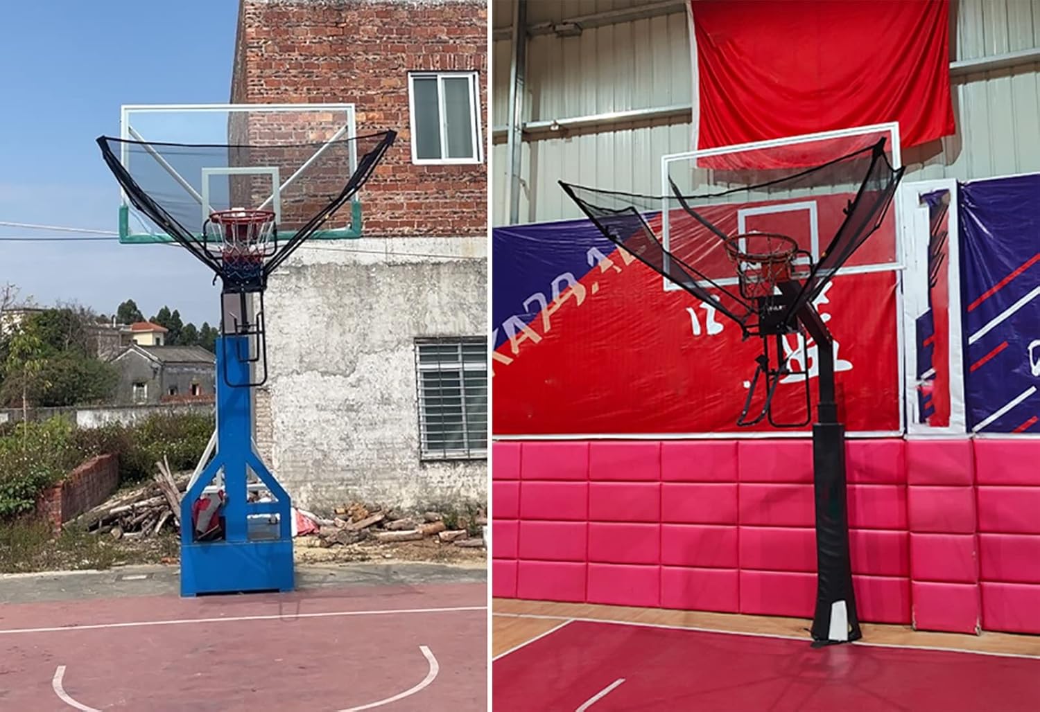 Gamvdout Basketball Hoop Returner Basketball Shot Return Apparatus Basketball Shot Returner Black Portable Basketball Return  Outdoor Indoor Basketball Returns & Guard Net Set  Rotatable Basketball R