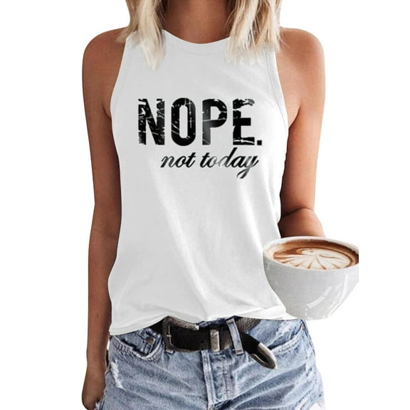 Summer Sleeveless Letter Printed Women Casual Tank Tops Shirt