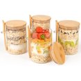 thumbnail image 4 of U Chef Juego de 4 Frascos para Avena, Tarros de Vidrio con Tapa de Bamb&uacute; de 18 oz con Tapa Herm&eacute;tica y Cuchara, Recipientes para Desayuno, Ensalada, Cereales o Avena overnight, 4 of 9