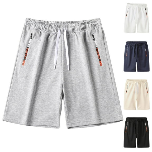 ZZwxWA Mens Athletic Cotton Shorts: 7" Fashion Zipper Pockets - Workout Gym Running Sweat Training Sports Drawstring up to 45% Off