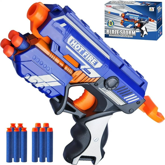 Manually Toys Soft Bullets Guns, Blasting Gun Toys with 10Pcs Foam Darts, Toy Guns for Boys, Girls, Kids and Teens Blue