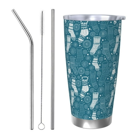 

Matuu Cozy Winter Socks Pattern for 20oz Durable Thermal Cups Keep Drinks Cold and Hot Insulated Car Mug with Lid-Straw Three-piece Set