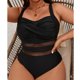 thumbnail image 3 of Traje de baño de una pieza para mujer, conjuntos de bikini para mujer, bikini deportivo de verano liso con aros y escote en V profundo, traje de baño de nailon para mujer, 3 of 8