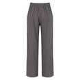 thumbnail image 6 of KALE Women Linen Pants Palazzo Women's Solid Colored Cotton And Button Down Wide Leg Long With Loose Outer Pockets Women Pants Dark Gray, 6 of 9