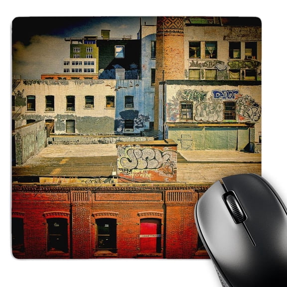 3dRose, Rooftops Brooklyn Grunge Graffiti, MousePad