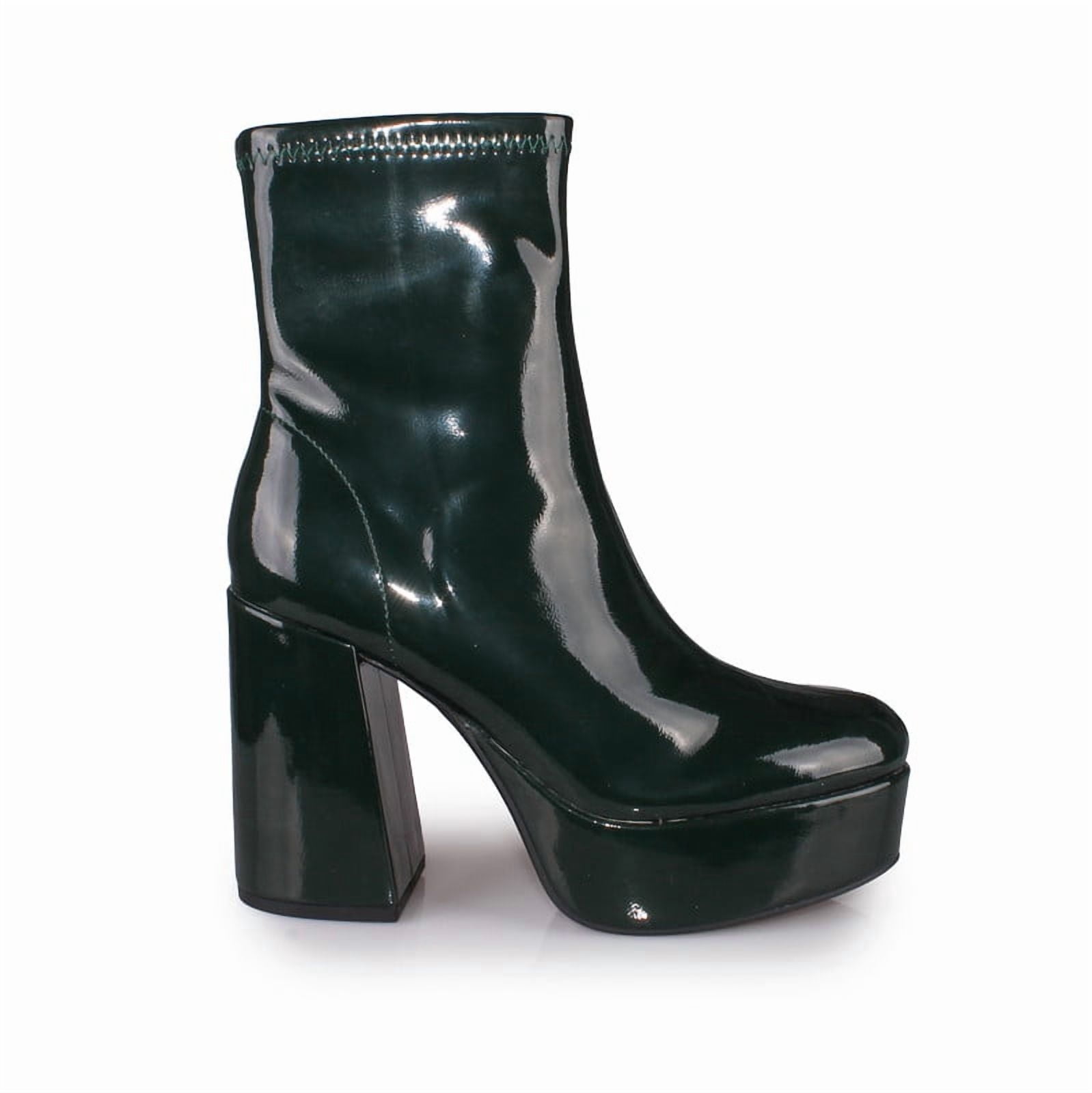 Women’s Glossy Dark Green Platform Ankle Boots