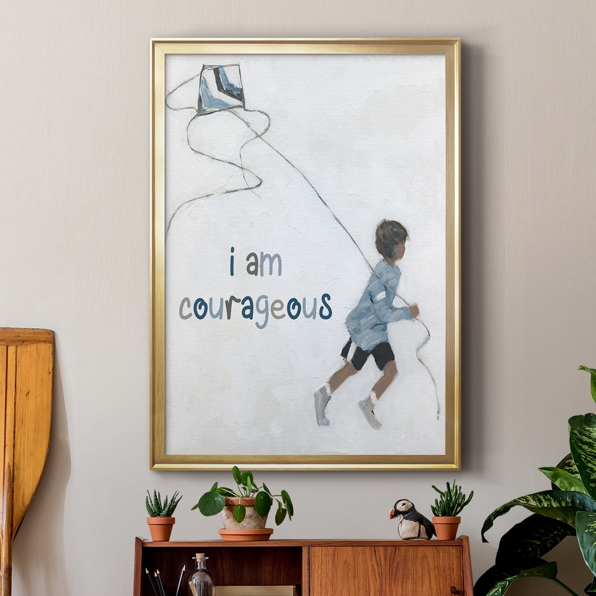 Boy Flying Kite Premium Framed Print - Ready to Hang