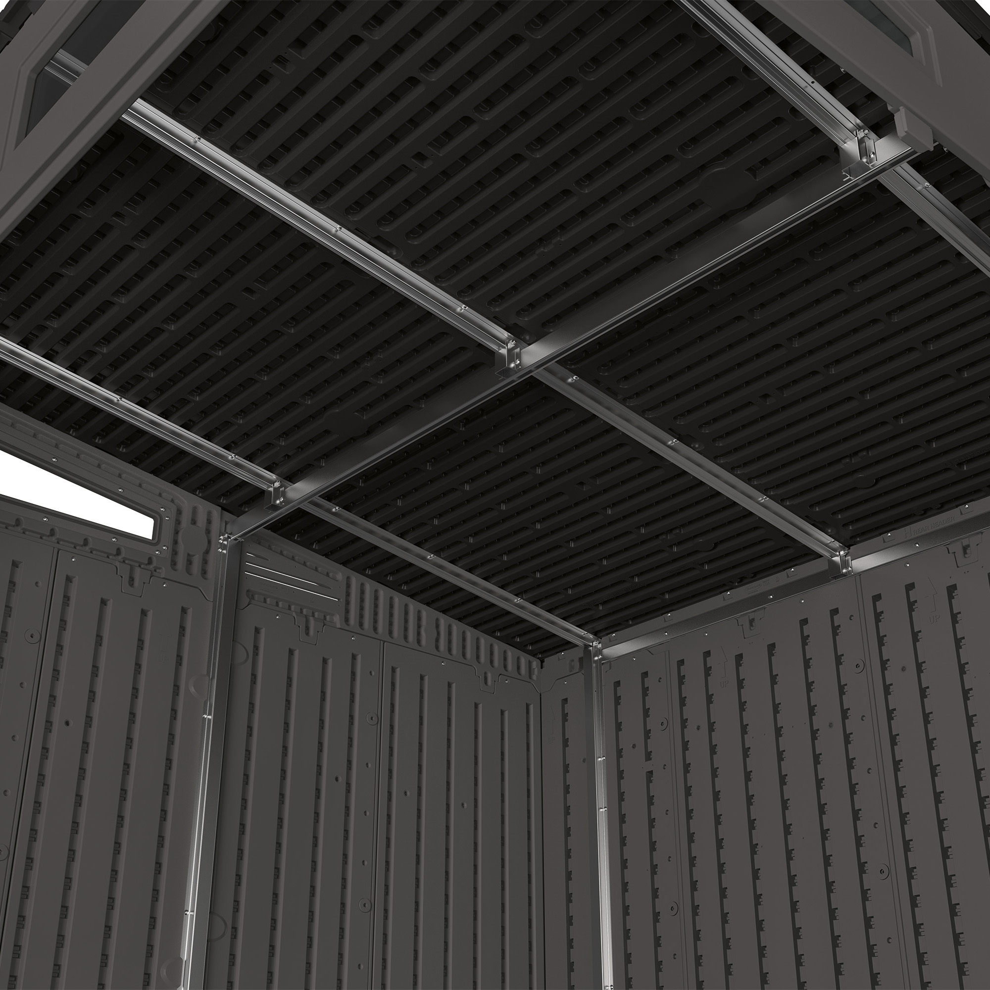 Suncast Resin Modernist Outdoor Storage Shed, Black and Gray, 86.5 in D x 89.5 in H x 87.5 in W - image 3 of 5