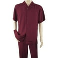 thumbnail image 3 of Men INSERCH 2pc Walking Leisure Suit Shirt Pants Set Short Sleeves 9356 Burgundy, 3 of 9