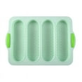 thumbnail image 1 of 4-Cavity Rectangular Silicone Baking Mold: Food-Grade, Non-Stick Tool for Baking Baguettes, Bread & Cakes – Efficient Oven Use with Easy Release & Uniform Heat Distribution (Aqua Green), 1 of 6
