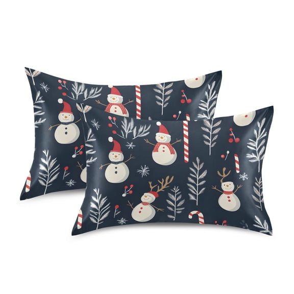 Yayeee Pillowcase Standard Size Set of 2 Satin Wrinkle Resistant Pillow Case, Jolly Snowman