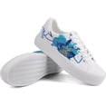 thumbnail image 3 of JABASIC Women Platform Sneakers Lace-up Floral Print Fashion Walking Shoes (9,Blue Flower), 3 of 5