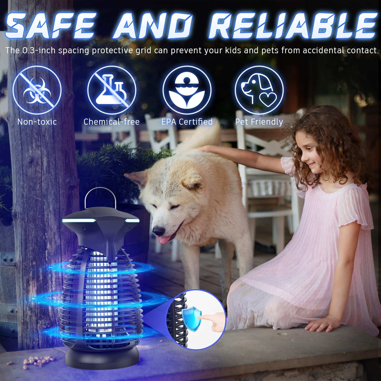 Zapper Outdoor For Mosquito Flies - Electric 4000v Zappers Indoor Waterproof Insect Killer Lamp With Led Light Patio Backyard Porch Garage & Home