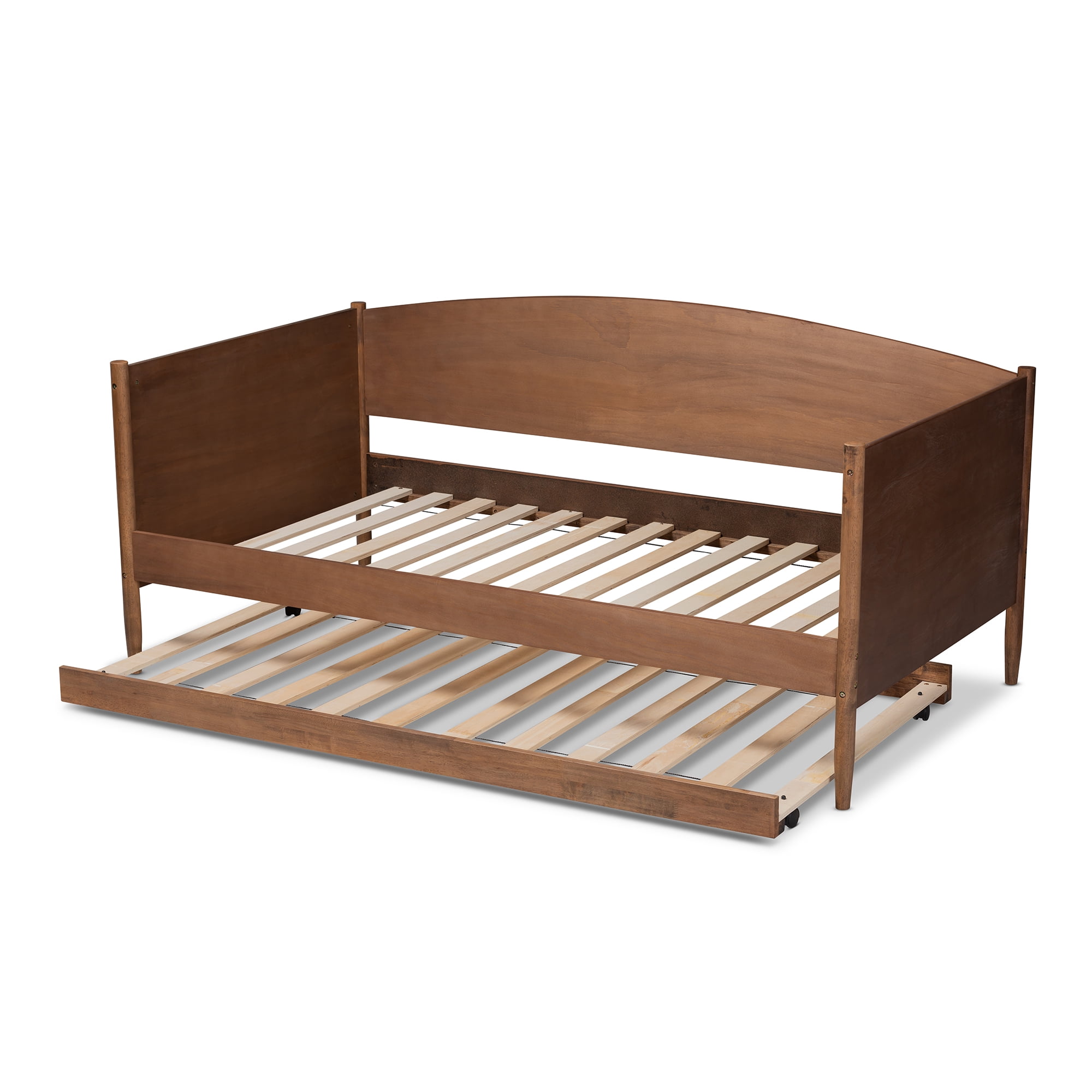 Baxton Studio Veles MidCentury Modern Ash Wanut Finished Wood Daybed with Trundle