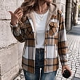 thumbnail image 5 of XUNKUSGA Jackets for Women Vintage Plaid Thickened Fleece Lined Hooded Shacket Women Casual Loose Long Sleeve Button Down Flannel Jacket Women Fall Winter Coat with Pockets, Size S, 5 of 9