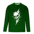 thumbnail image 6 of YOIAVAIOY Men's Graphic Long Sleeve T Shirts Halloween Ghost Pumpkin Print Shirts Long Sleeve Crew Neck Fall Tops Festival Casual Blouse Green XXXXL, 6 of 6