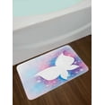 thumbnail image 2 of Butterfly Bath Mat, Abstract Floral White Butterfly Silhouette on a Magical Spring Meadow Print, Non-Slip Plush Mat Bathroom Kitchen Laundry Room Decor, 29.5 X 17.5 Inches, White Pink Blue, Ambesonne, 2 of 2