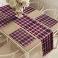 thumbnail image 2 of Ambesonne Abstract Table Runner & Placemats, Tartan Inspired Pattern, Placemat 4 pcs + Runner 12"x72", Pink Charcoal Grey, 2 of 2