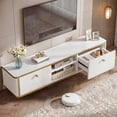 thumbnail image 6 of Finmind 55" Floating TV Stand with 2 Drawers, Wall Mounted Entertainment Center, Media Console Cabinet for Living Room, Bedroom, White & Gold, 6 of 9