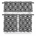 thumbnail image 2 of Kitchen Window Curtains Valance and Tier Set, Medieval Black Geometric Rod Pocket Tier Curtain Valance Set, Vintage Ethnic Patterns Light Filtering Cafe Curtains for Bedroom Living Room, 2 of 9