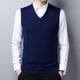 thumbnail image 3 of Suéter para hombre, juvenil, informal, holgado, con cuello en V, de lana, color liso, cálido, 3 of 6